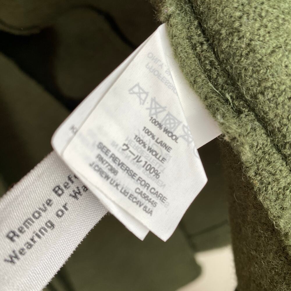 J.Crew Boiled Wool Wrap Coat Forest Green XS Belted - Picture 13 of 15